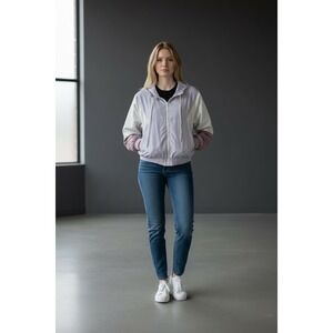 Forever 21 Retro Cropped Windbreaker Jacket SZ(S) Color Block